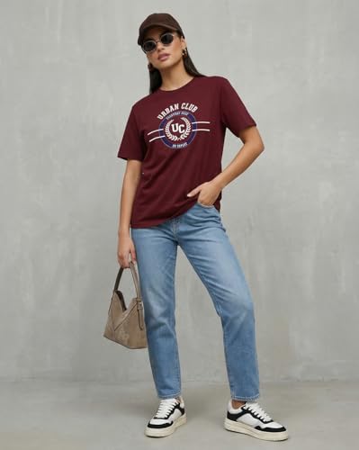 Image of Nobero 100% Cotton T-Shirts for Women Stylish | Regular Fit | Graphic Printed T Shirts for Women 180 GSM Combed Cotton | Crew Neck Half Sleeve