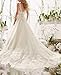 Lace A Line Wedding Dresses for Bride Applique Bridal Dresses Long Tulle Wedding Gowns White V Neck Bridal Dresses US14