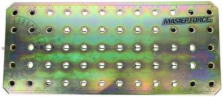 Top view of Masterforce 36x16 Steel Welding Table surface with peg holes