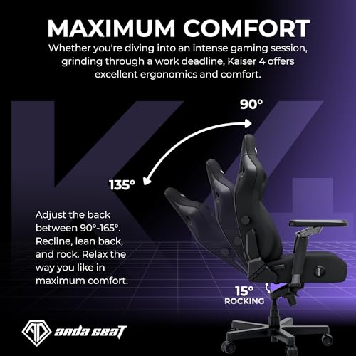 Anda Seat Kaiser 4 Large Gaming Chair for Adults - Ergonomic Gray Fabric Gaming Seat with 6D Armrest, Comfortable Office Chair with Lumbar Support, Heavy Duty Wide Computer Seat - Image 4