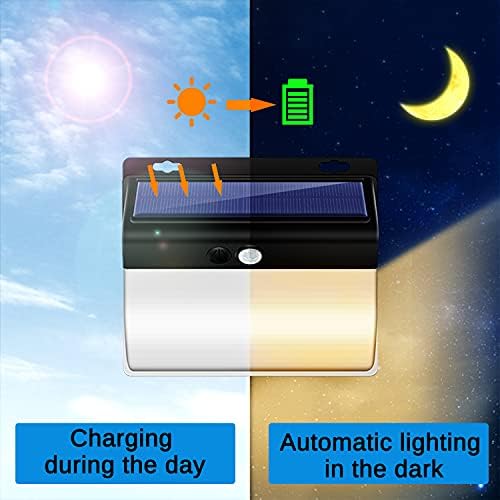 Seeway Solar Lights Outdoor, Warm Lighting 3 Modes Solar Security Lights Motion Sensor, 104LED 270°Wide Angle Waterproof Wall Lights Solar Powered for Garden(2 Pack) [Energy Class A+++]