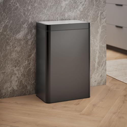 Image of Kohler 23825-BST 13-Gallon Touchless Black Stainless Steel Trash Can, Hands-Free Motion Sensor Lid, Durable, Fingerprint-Resistant, Easy to Clean, K-23825-BST