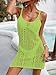 BreathSunny Womens Crochet Open Knit Spaghetti Strap Swimsuit Coverup Summer 2025 Backless Scoop Neck Side Slit Mesh Swimwear Coverups Beach Swim Bikini Bathing Suit Cover Up Mini Dress Apple Green S