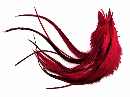 1 Dozen - Medium Solid Claret Rooster Saddle Whiting Hair Extension Feathers Fly Tying Halloween Supply | Moonlight Feather