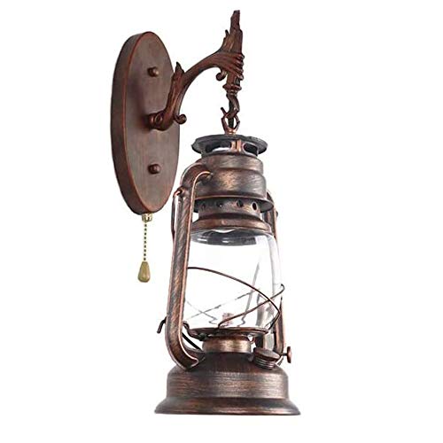 Vintage Industrial Wandleuchte Eisen mit Schalter E27 Retro Schlafzimmer Nachttisch Wandlampe Kreative Esszimmer Metal Wandbeleuchtung Innen Glas Lampenschirm Wandlicht Cover