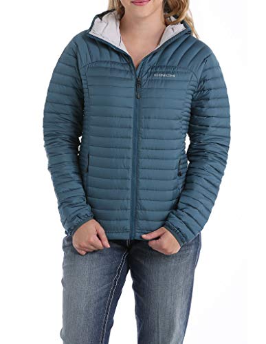 Cinch Women's Mid-Weight Hooded Quilted Down Jacket Teal Large