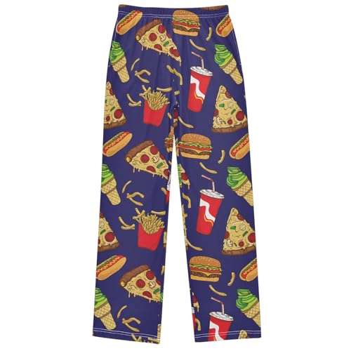 Boy's Pants Pizza Pattern Jogger Pants Elastic Waist Long Bottoms Trousers with Pockets 6-14 Years