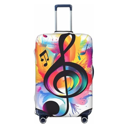 Music Note Elastic Travel Luggage Cover, Washable Spandex Suitcase Protector, Anti-Scratch Fits 18-32 Inch