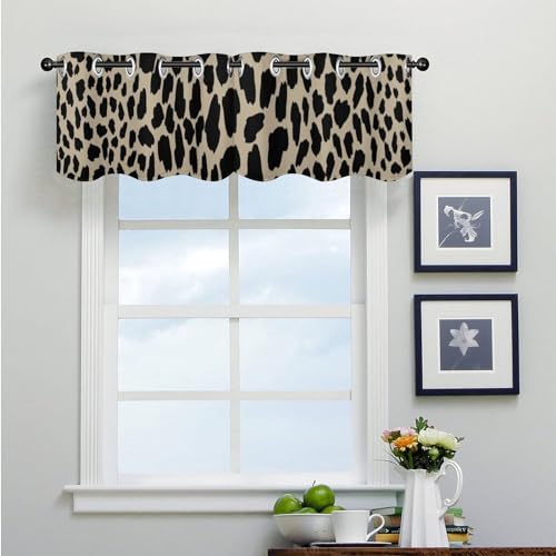 Cortinas con cenefa negra de leopardo para sala de estar y cafetería, pack de 2 paneles 4