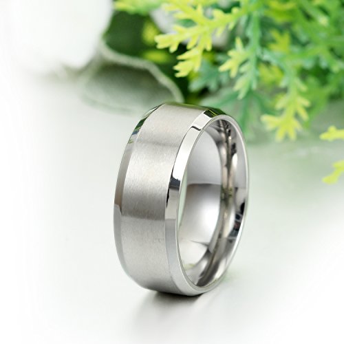 JewelryWe Sieraden 8 mm herenring, gepolijste huwelijksverlovingsringen, partnerringen, roestvrij stalen ring, zilveren… - Image 3