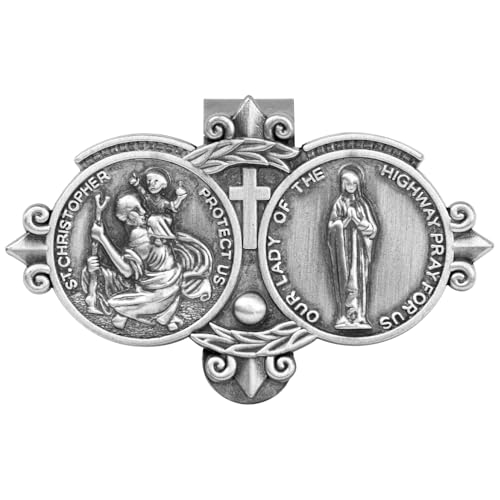 Aleiport St. Christopher Visor Clip, Saint Christopher Medal for Car, Auto Car Sun Visor Clip, Bless Driving Safety Gift Car Accessories for Family, New Driver, Friends