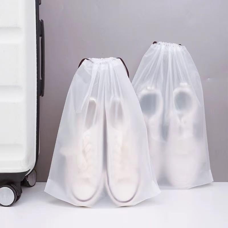 100 Pcs Translucent Drawstring Travel Shoe Bags for Travel Plastic Shoes Bag Clear Plastic Drawstring Bags Dust Bags Shoe Bags for Storage Travel Purses(Translucent, 16" x 11.8")3