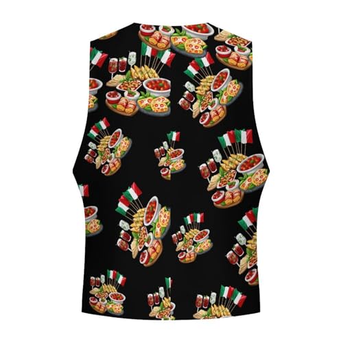 Italy Food with Italian Flag Novelty Men's Suit Vest Funny Formal Dress Vests Business Waistcoat4