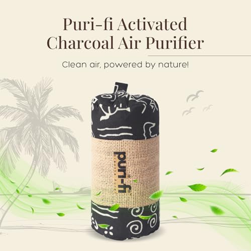 Image of Charcoal Air Purifier (Black Doodle) - Non-Electric, Reusable Odor & Moisture Absorber with Coconut Shell Charcoal for Home, Car, Closet & Office.(400gm & 250g), Combo of 2