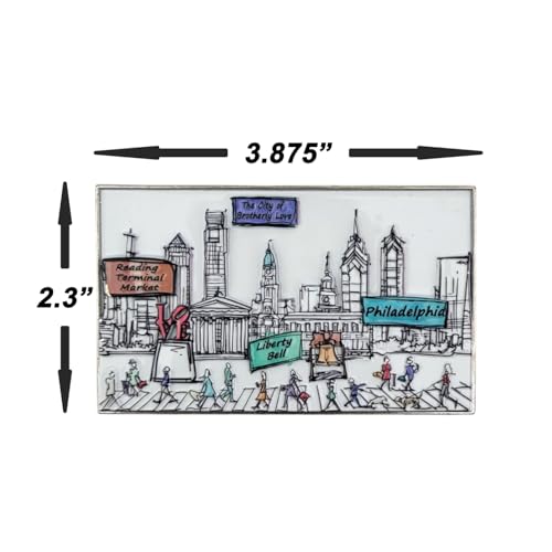 Imán decorativo rectangular Philadelphia metal miniatura 4