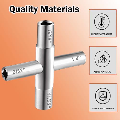 Image of 4 Way Sillcock Key Set 1 /4 inch, 9 /32 inch, 5 /16 inch, 11 /32 Utilities Key Steel Sillcock for Electric Water Gas Meter Box Cupboard Cabinet Opening Key (3 PCS)