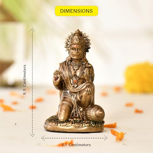 Image of CraftVatika Hanuman Ji Murti for Car Dashboard Resin Sankat Mochan Hanuman Idol for Home Decor & Gifts, Office, Pooja Room