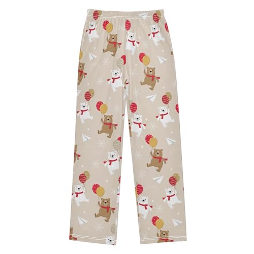 ZZXXB Bear Balloon Boys Long Pants Soft Trousers Elastic Waist Kids Lounge Bottoms with Pockets S-XL