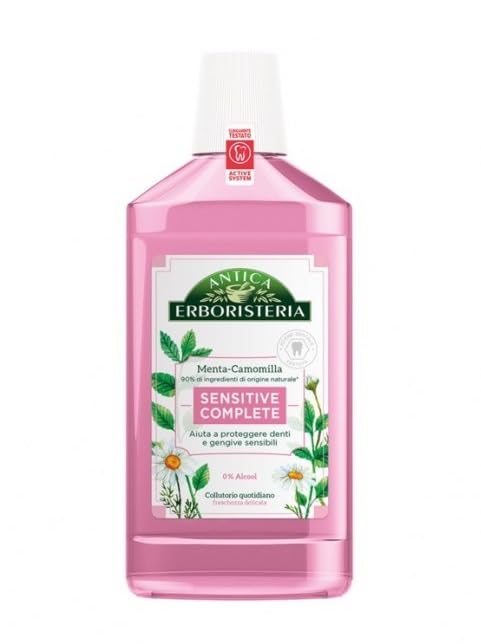 4x Antica Erboristeria, Collutorio Sensitive Complete, Tägliches Mundwasser für empfindliche Zähne und Zahnfleisch, Minze und Kamille,500ml + Beni Culinari Kostenloser Schlüsselanhänger – Bild 3