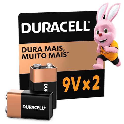 Duracell Bateria Alcalina 9V Com 2 Unidades – Ideal para Detectores de Fumaça e Microfones sem Fio