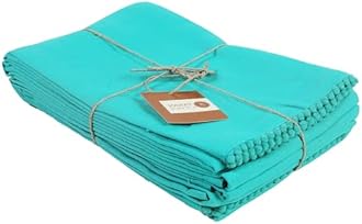 TARAN LIVING Teal Solid 18"x28" Pack of 6 Cotton Kitchen Towels