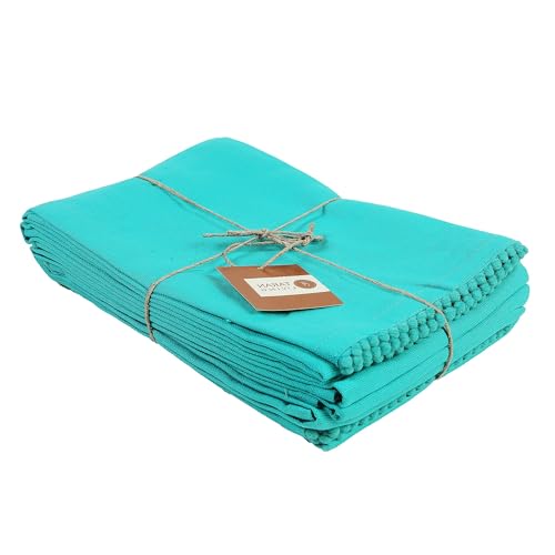 TARAN LIVING Teal Solid 18"x28" Pack of 6 Cotton Kitchen Towels