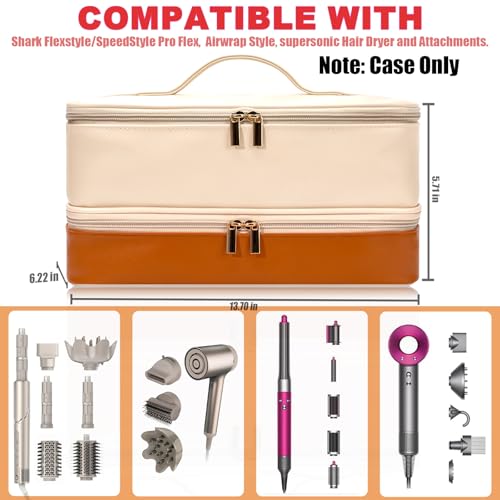 Travel Carrying Case for Hair Dryer Shark Flexstyle FlexFusion Airwrap Brush Double Layer Storage Bag Hair Accessories Tools Storage Case for Revlon Hairdryer Styler/Shark SpeedStyle Organizer Bag - Image 3