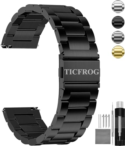 TICFROG 24mm Stainless Steel Watch bands Quick Release Link Watch Straps Bracelet Replacement Wristbands for Men Women