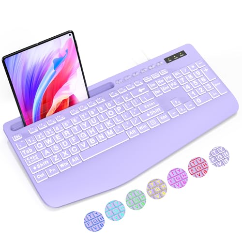 SABLUTE K21Pro Large Print Backlit Computer Keyboards, Wired...