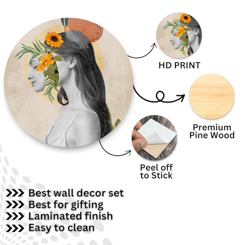 Image of RADIQORE Set of 11 Designer MDF Wooden Wall Hanging for Home Decoration | Office | Gift | Wall Decor Hanging Items | Wall Art | Living Room | Bedroom (aesthtic)