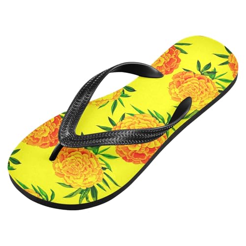 Flower Leaf Yellow Flip Flops for Beach Thong Sandals Anti-slip Lightweight Beach Shoes for House Indoor Outdoor2