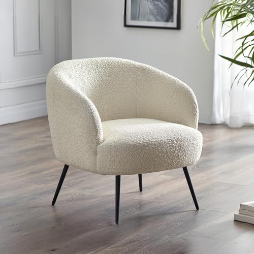 Julian Bowen Gigi Boucle Accent Chair-Ivory, 76.5 x 72 x 74