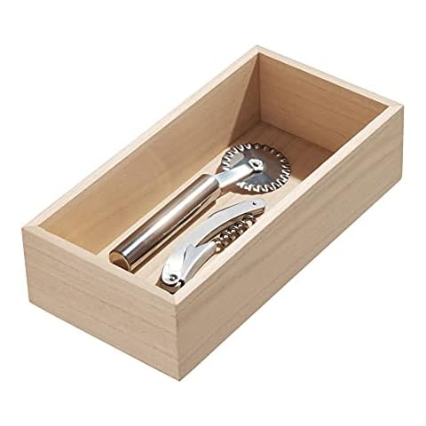 iDesign Paulownia Wood Drawer Organizer Bin Cover