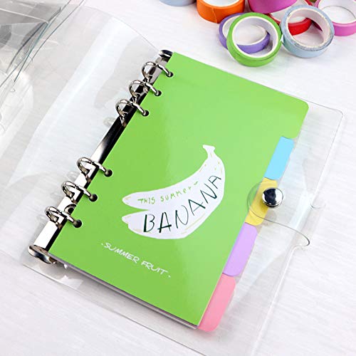 NatSumeBasics A6 fichário com 6 anéis, capa de planejador de PVC transparente, capa de caderno para