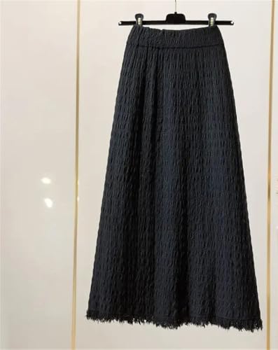 Women’s Winter Knit Skirt High Waist A-Line Midi Long Fringe Hem Slim Casual Party Skirts3