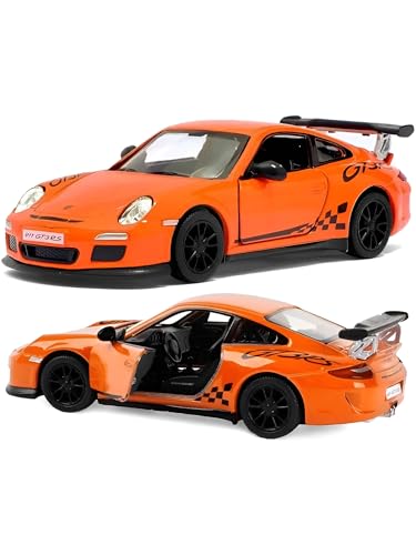 Image of 1:36 Porschee GT3 RS 2010 Alloy Sports Car Model - Diecast Metal Pull Back Toy with Openable Doors, Inertia Action, Collectible Car for Kids & Adults-Orange