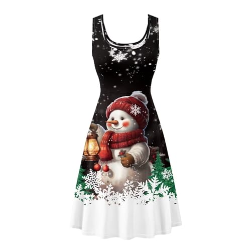 Image of TOADDITDO Women's Sleeveless O Neck Beach A-Line Party Coctail Tank Dresses Flared Sundress