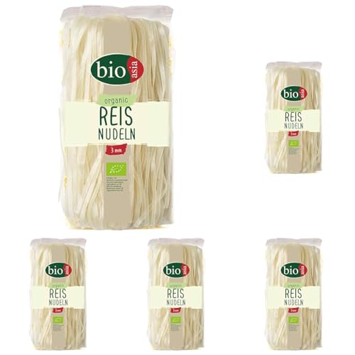 BIOASIA Fideos de arroz ecológico, fideos asiáticos elaborados con 100 % harina de arroz ecológica, sin gluten y veganos, 1 x 200 g (Paquete de 5)