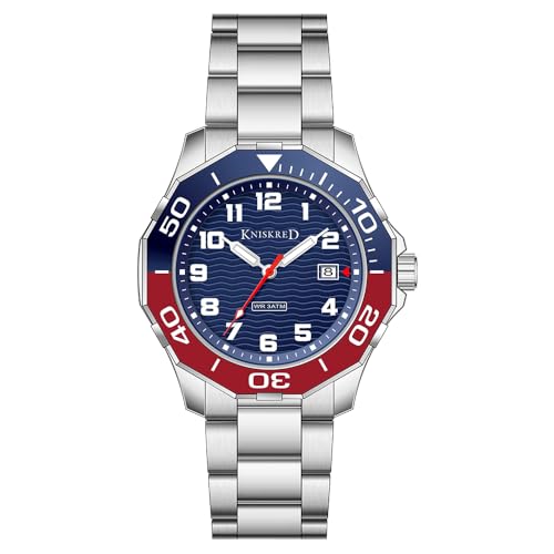 KNISKRED Reloj Deportivo Hombre con Esfera de Fácil Lectura y Correa de Acero Inoxidable o Silicona, Resistente al Agua (Rojo Azul) KNISKRED Reloj Deportivo Hombre con Esfera de Fácil Lectura y Correa de Acero Inoxidable o Silicona, Resistente al Agua (Rojo Azul)