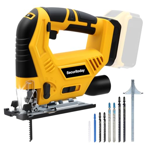 Cordless JigSaw Compatible with Dewalt 20V MAX Battery, 6 Variable Speed, 4 Orbital Settings, Bevel Angle (0°-45°), LED Light, Brushless Jig saw for Straight/Curve/Bevel/Circle Cutting (Tool Only)