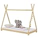 IDIMEX Tipi Bett ELIN aus massiver Kiefer in 90 x 200, Kinder Hausbett mit Dach, modernes Indianer Spielbett für Kinder, Natur lackiert