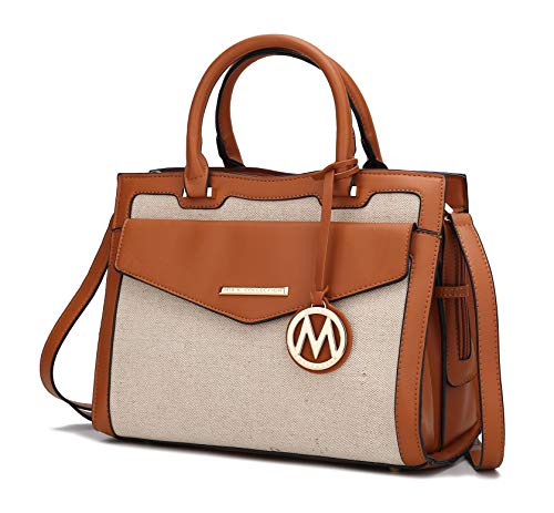 Sac à bandoulière grand modèle bicolore marron en similicuir MKF Alyssa