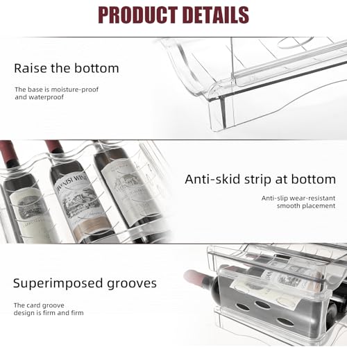 Wine Rack for Countertop, Fridge, Inside Cabinet, 2 Tier Plastic Tabletop Wine Bottle Holder, Water Bottle Organizer for Refrigerator, Pantry, Hold 8 Bottles - Image 5