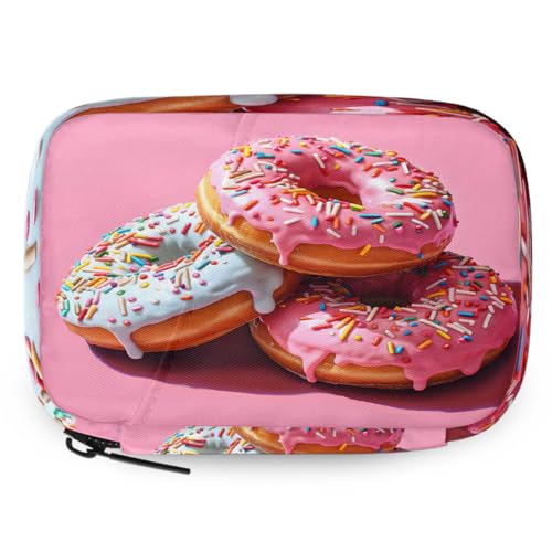 YPPAHHHH Travel Pill Organizer Bag Pink Donuts Dessert Weekly Medicine Case with Detachable Pill Box 8 Compartments 7 Day Individual Pills Holder for Purse Backpack Travel Gift