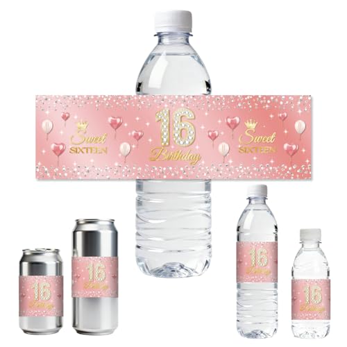 Étiquette bouteille d'eau pour anniversaire 16 ans chic - 2