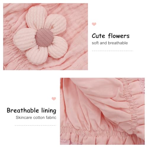 Baby Girls Bonnet Ultra Soft Breathable Lovely Bonnet Cap with 3D Flowers Adjustable Hats 0-12 Months3