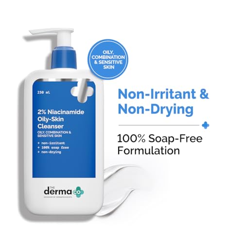 Image of The Derma Co 2% Niacinamide Oily Skin Cleanser for Sensitive, Oily & Combination Skin (250 ml) Non-Irritant | 100% Soap-Free | Non-Drying | Gently Cleanses Makeup