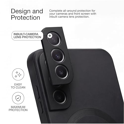 Image of amazon basics Premium Mag-Safe Case for Samsung Galaxy S21FE 5G | Shockproof & Anti-Scratch Cover | Soft Silicone with Wireless Charging | Camera Lens Guard - Black