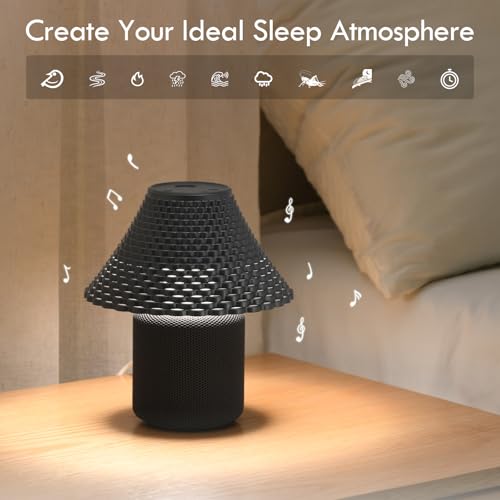 Image of Bedside Table Lamp with White Noise Machine - 10 Soothing Sounds, Gesture Control Sensor & Dimmable Night Light - 30 /60 /90 Min Auto-Off Timer for Sleep, Nursery, Office & Home Decor- Gray