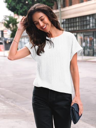 Image of AUTOMET Womens Short Sleeve Tops Fall Shirts 2026 Lightweight Sweater | Dressy Casual Blouse, Fashion Summer Clothing, Cute Spring Outfits, Business Work Tunic, Trend Boho